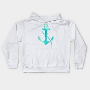 Turquoise Nautical Anchor Watercolor Painting Kids Hoodie